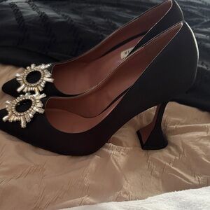 Amazon Black Heels with Crystal Embellishments